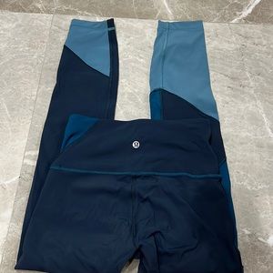 blue color block leggings